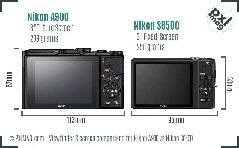 Nikon A900 vs Nikon S6500 Screen and Viewfinder comparison