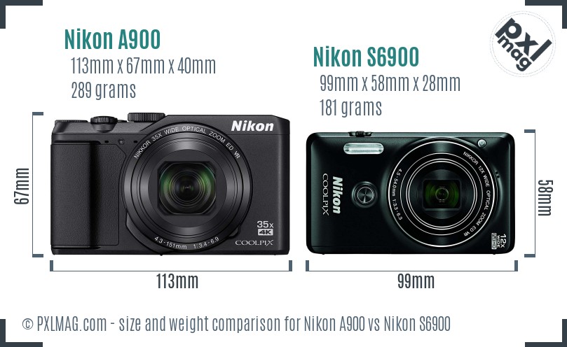 Nikon A900 vs Nikon S6900 size comparison Nikon A900 vs Nikon S6900 size comparison