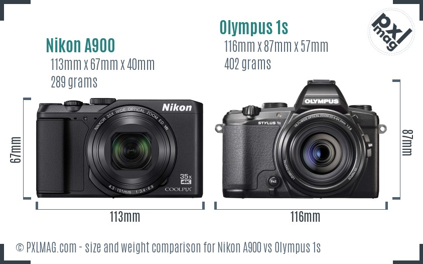 Nikon A900 vs Olympus 1s size comparison Nikon A900 vs Olympus 1s size comparison