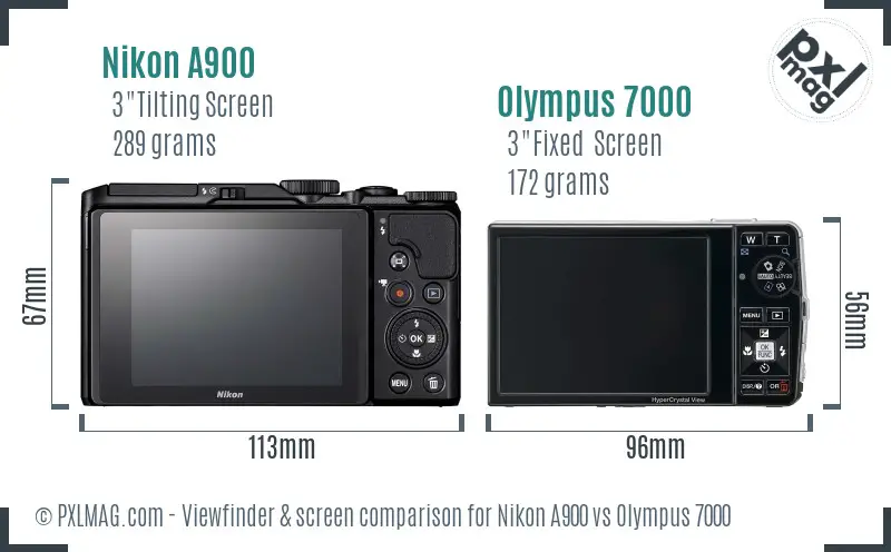 Nikon A900 vs Olympus 7000 Screen and Viewfinder comparison