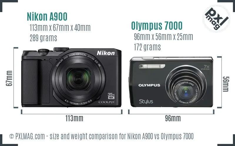 Nikon A900 vs Olympus 7000 size comparison