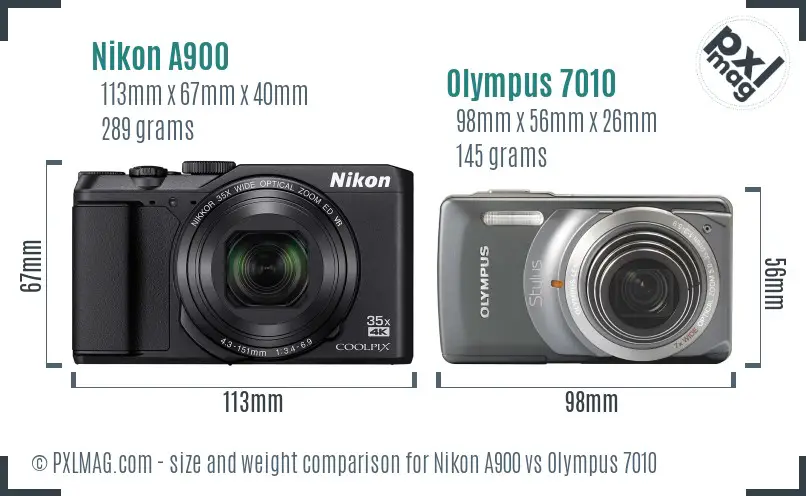 Nikon A900 vs Olympus 7010 size comparison