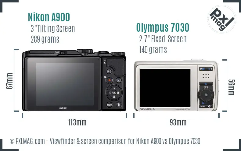 Nikon A900 vs Olympus 7030 Screen and Viewfinder comparison Nikon A900 vs Olympus 7030 Screen and Viewfinder comparison