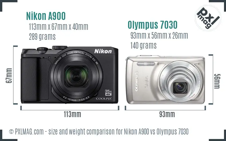 Nikon A900 vs Olympus 7030 size comparison Nikon A900 vs Olympus 7030 size comparison