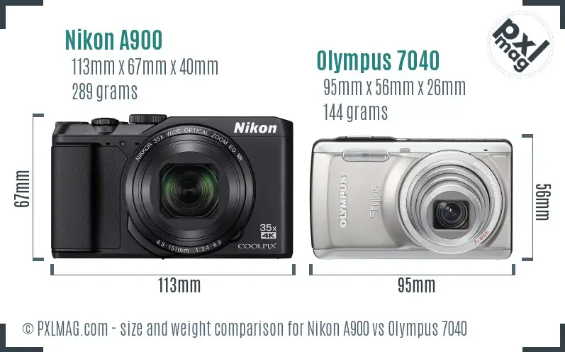 Nikon A900 vs Olympus 7040 size comparison