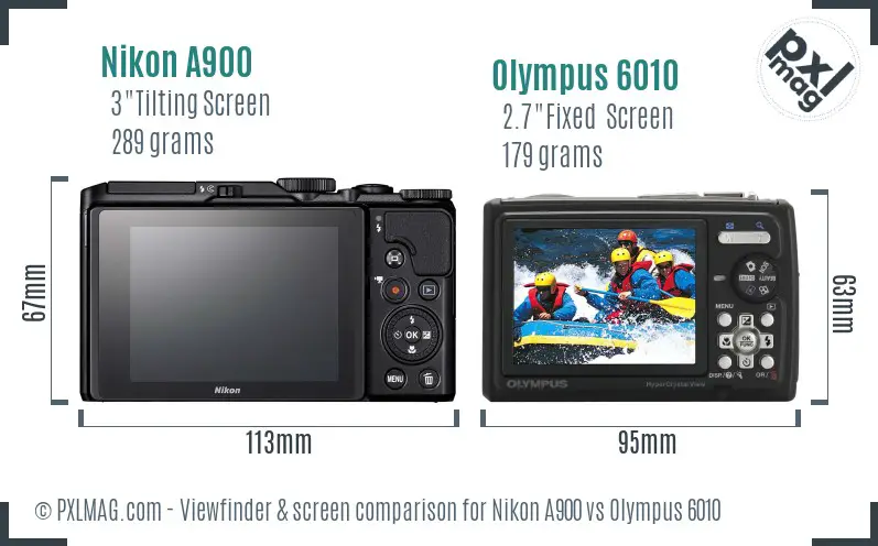 Nikon A900 vs Olympus 6010 Screen and Viewfinder comparison Nikon A900 vs Olympus 6010 Screen and Viewfinder comparison