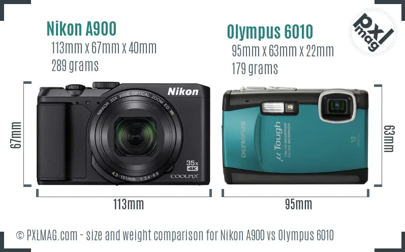 Nikon A900 vs Olympus 6010 size comparison Nikon A900 vs Olympus 6010 size comparison
