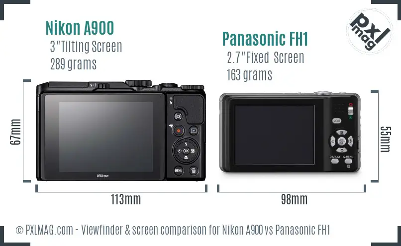 Nikon A900 vs Panasonic FH1 Screen and Viewfinder comparison