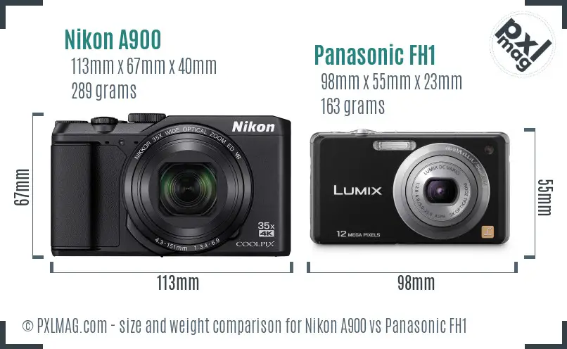 Nikon A900 vs Panasonic FH1 size comparison