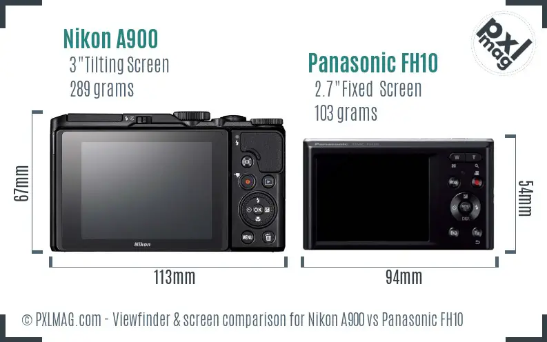 Nikon A900 vs Panasonic FH10 Screen and Viewfinder comparison