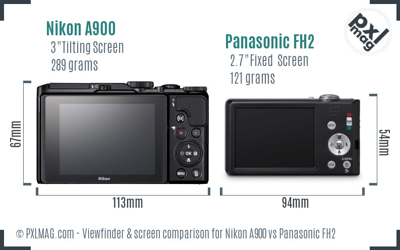 Nikon A900 vs Panasonic FH2 Screen and Viewfinder comparison