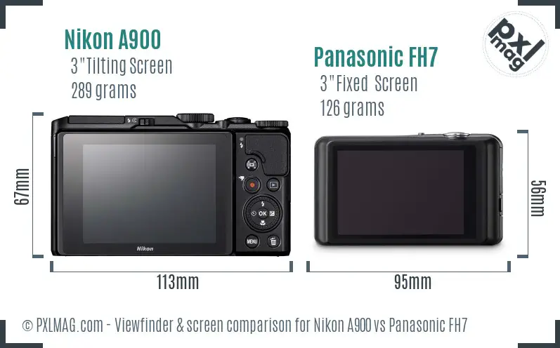 Nikon A900 vs Panasonic FH7 Screen and Viewfinder comparison