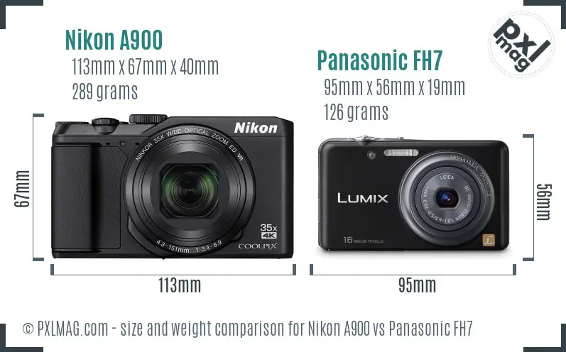 Nikon A900 vs Panasonic FH7 size comparison