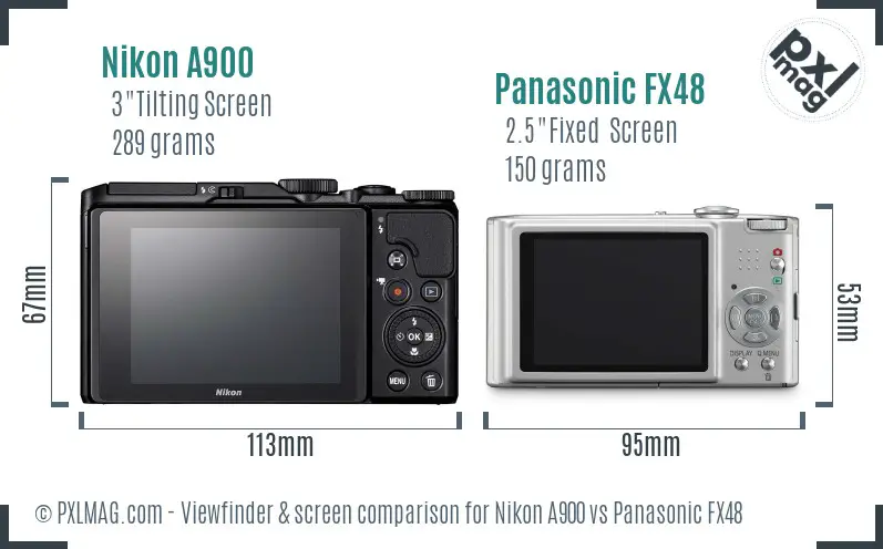 Nikon A900 vs Panasonic FX48 Screen and Viewfinder comparison