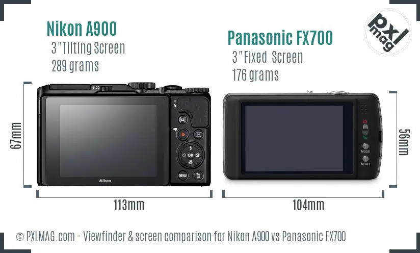 Nikon A900 vs Panasonic FX700 Screen and Viewfinder comparison Nikon A900 vs Panasonic FX700 Screen and Viewfinder comparison