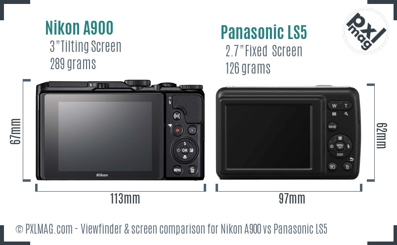 Nikon A900 vs Panasonic LS5 Screen and Viewfinder comparison