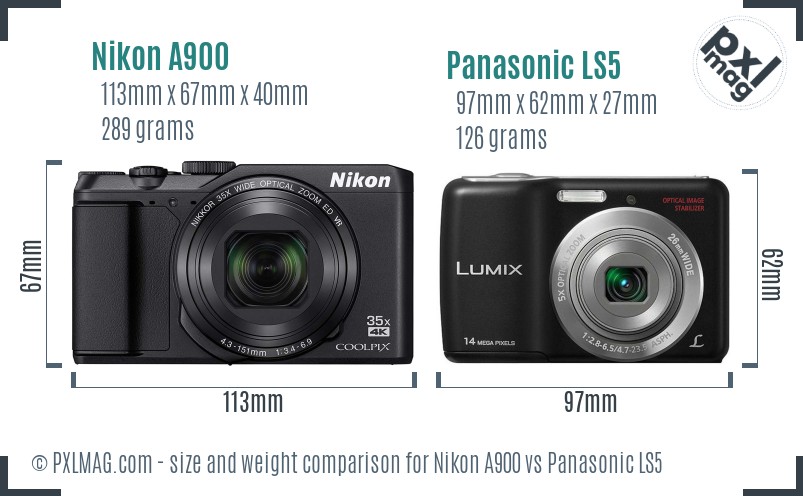 Nikon A900 vs Panasonic LS5 size comparison Nikon A900 vs Panasonic LS5 size comparison