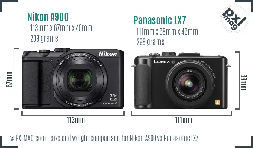 Nikon A900 vs Panasonic LX7 size comparison Nikon A900 vs Panasonic LX7 size comparison