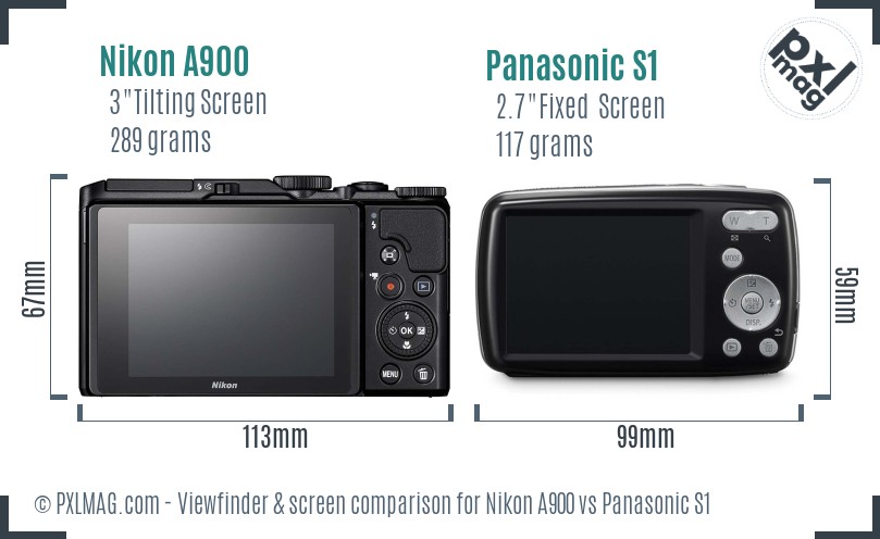 Nikon A900 vs Panasonic S1 Screen and Viewfinder comparison