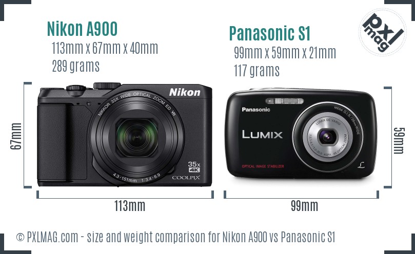 Nikon A900 vs Panasonic S1 size comparison