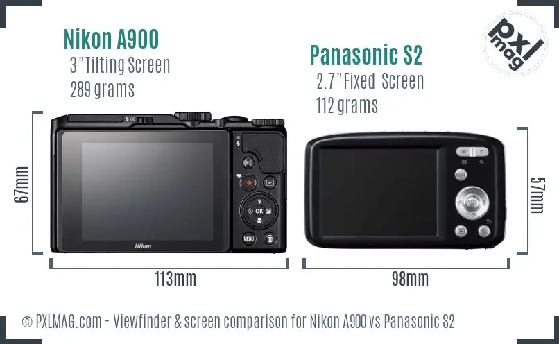 Nikon A900 vs Panasonic S2 Screen and Viewfinder comparison
