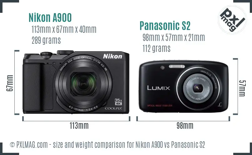 Nikon A900 vs Panasonic S2 size comparison