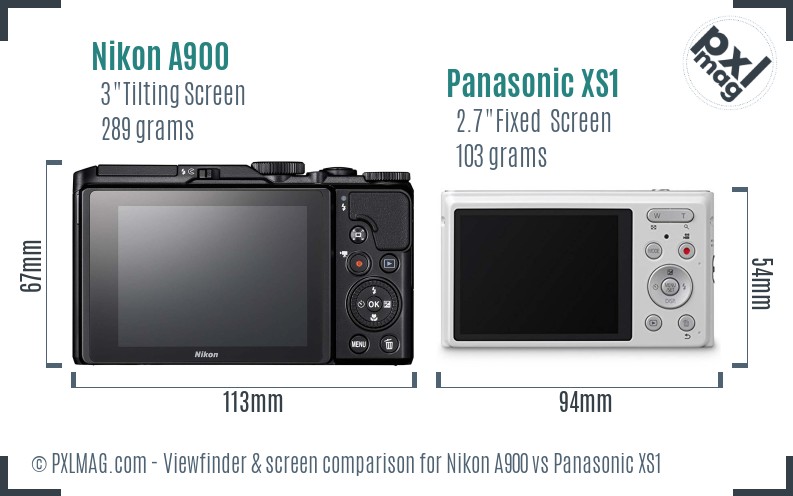Nikon A900 vs Panasonic XS1 Screen and Viewfinder comparison