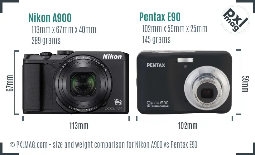 Nikon A900 vs Pentax E90 size comparison Nikon A900 vs Pentax E90 size comparison