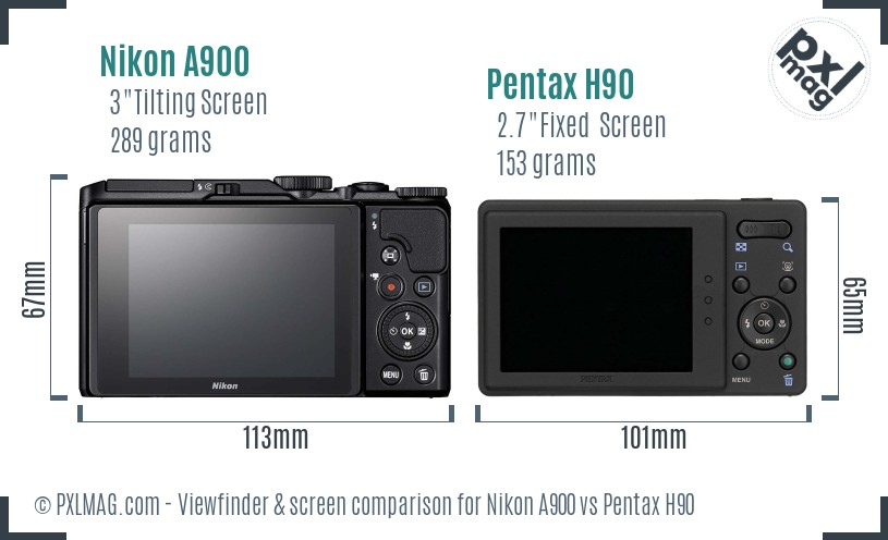 Nikon A900 vs Pentax H90 Screen and Viewfinder comparison