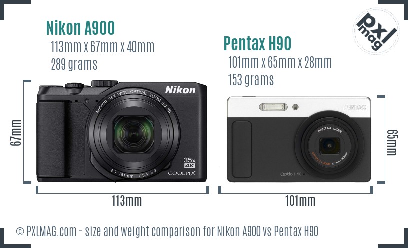 Nikon A900 vs Pentax H90 size comparison Nikon A900 vs Pentax H90 size comparison
