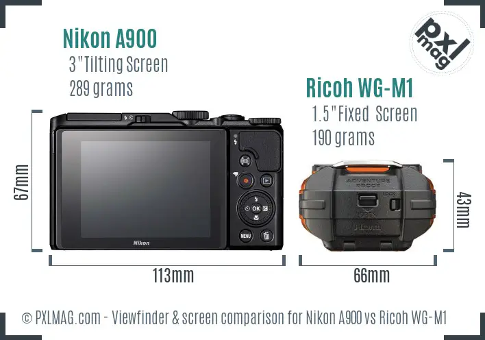 Nikon A900 vs Ricoh WG-M1 Screen and Viewfinder comparison Nikon A900 vs Ricoh WG-M1 Screen and Viewfinder comparison