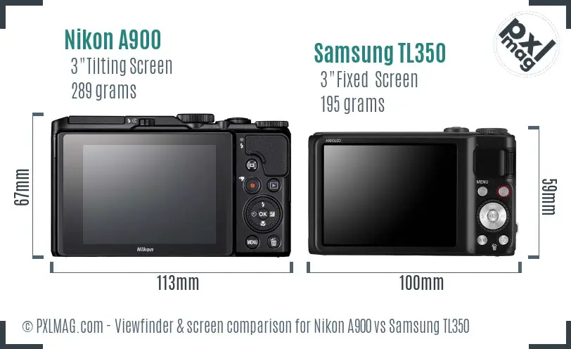 Nikon A900 vs Samsung TL350 Screen and Viewfinder comparison Nikon A900 vs Samsung TL350 Screen and Viewfinder comparison