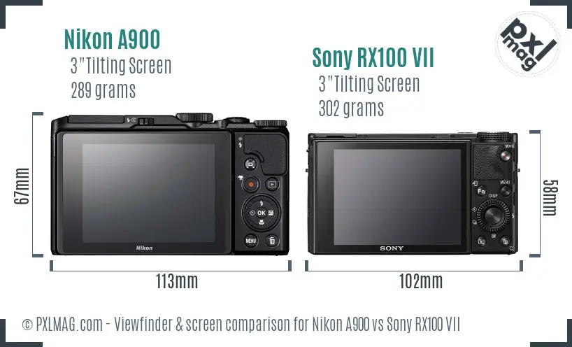 Nikon A900 vs Sony RX100 VII Screen and Viewfinder comparison Nikon A900 vs Sony RX100 VII Screen and Viewfinder comparison