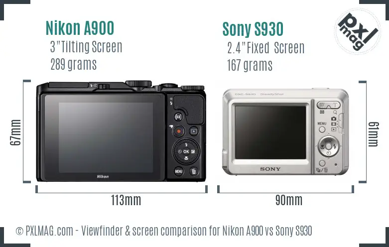 Nikon A900 vs Sony S930 Screen and Viewfinder comparison Nikon A900 vs Sony S930 Screen and Viewfinder comparison