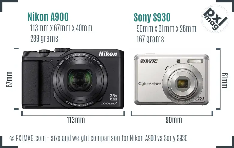 Nikon A900 vs Sony S930 size comparison Nikon A900 vs Sony S930 size comparison