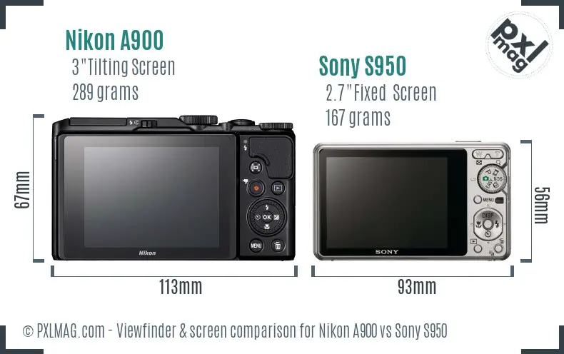 Nikon A900 vs Sony S950 Screen and Viewfinder comparison Nikon A900 vs Sony S950 Screen and Viewfinder comparison