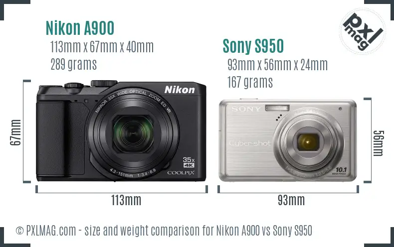 Nikon A900 vs Sony S950 size comparison Nikon A900 vs Sony S950 size comparison