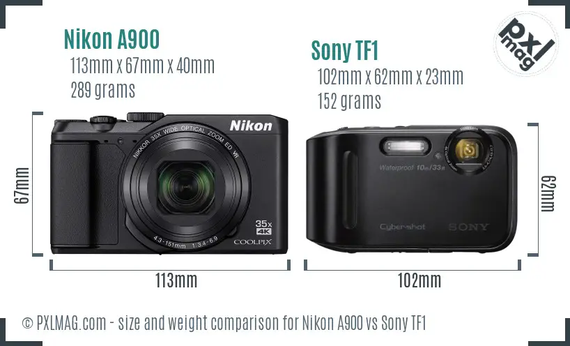 Nikon A900 vs Sony TF1 size comparison