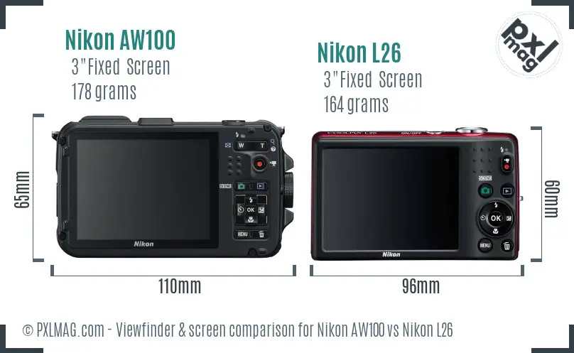Nikon AW100 vs Nikon L26 Screen and Viewfinder comparison Nikon AW100 vs Nikon L26 Screen and Viewfinder comparison