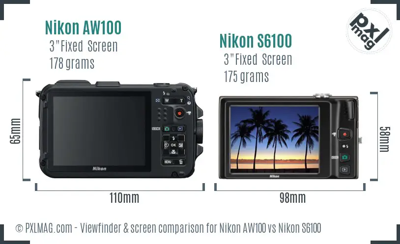 Nikon AW100 vs Nikon S6100 Screen and Viewfinder comparison