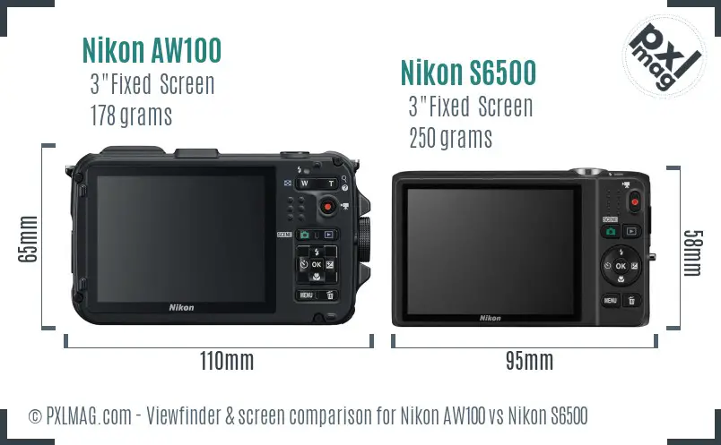 Nikon AW100 vs Nikon S6500 Screen and Viewfinder comparison Nikon AW100 vs Nikon S6500 Screen and Viewfinder comparison