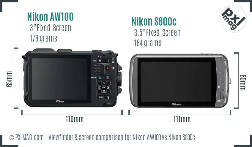 Nikon AW100 vs Nikon S800c Screen and Viewfinder comparison Nikon AW100 vs Nikon S800c Screen and Viewfinder comparison