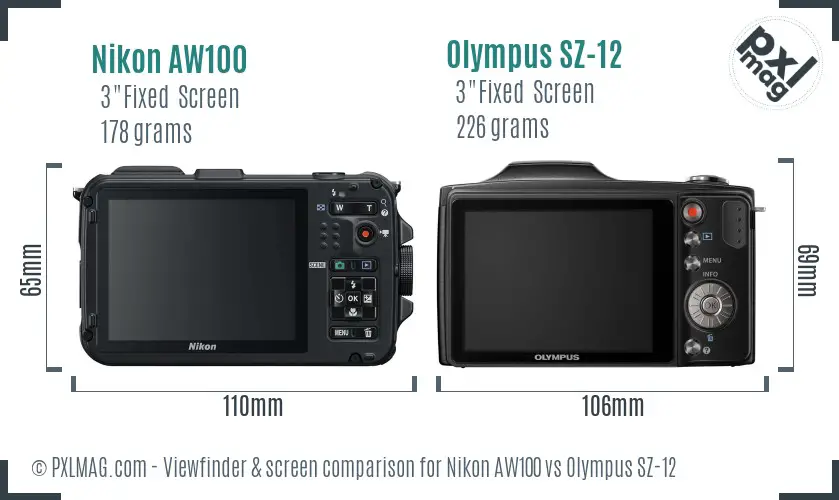 Nikon AW100 vs Olympus SZ-12 Screen and Viewfinder comparison Nikon AW100 vs Olympus SZ-12 Screen and Viewfinder comparison