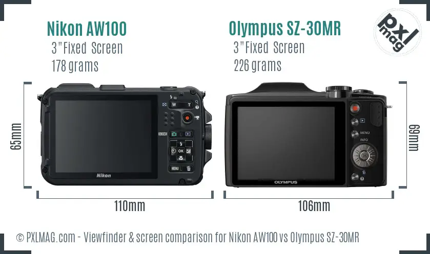 Nikon AW100 vs Olympus SZ-30MR Screen and Viewfinder comparison Nikon AW100 vs Olympus SZ-30MR Screen and Viewfinder comparison