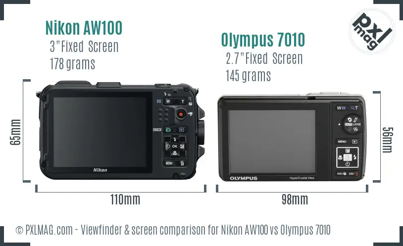 Nikon AW100 vs Olympus 7010 Screen and Viewfinder comparison