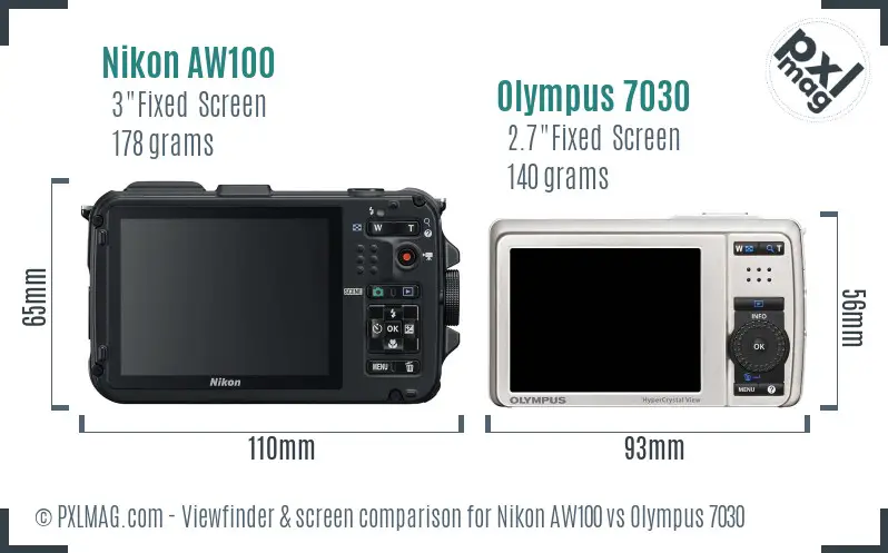 Nikon AW100 vs Olympus 7030 Screen and Viewfinder comparison