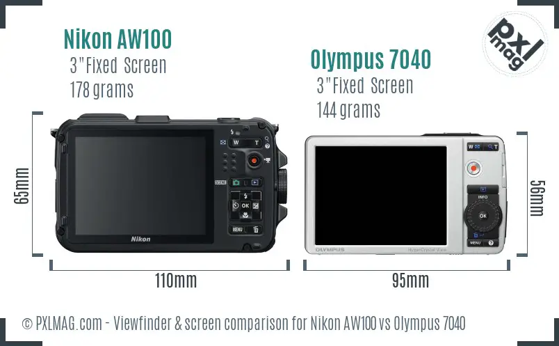 Nikon AW100 vs Olympus 7040 Screen and Viewfinder comparison