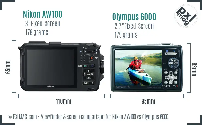 Nikon AW100 vs Olympus 6000 Screen and Viewfinder comparison Nikon AW100 vs Olympus 6000 Screen and Viewfinder comparison