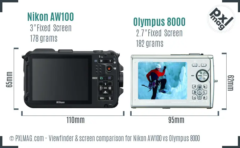 Nikon AW100 vs Olympus 8000 Screen and Viewfinder comparison Nikon AW100 vs Olympus 8000 Screen and Viewfinder comparison