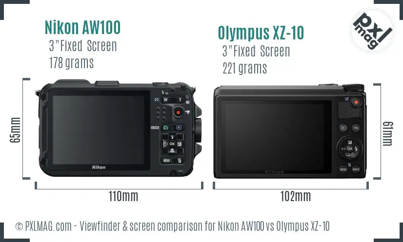 Nikon AW100 vs Olympus XZ-10 Screen and Viewfinder comparison Nikon AW100 vs Olympus XZ-10 Screen and Viewfinder comparison